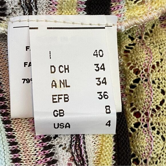 Vintage MISSONI Pastel Lace Knit Sweater Top Pink Yellow and Mint - Picture 9 of 11